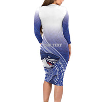 Personalized Samoana High School Family Matching Long Sleeve Bodycon Dress and Hawaiian Shirt Polynesian Tribal Shark LT05 - Polynesian Pride