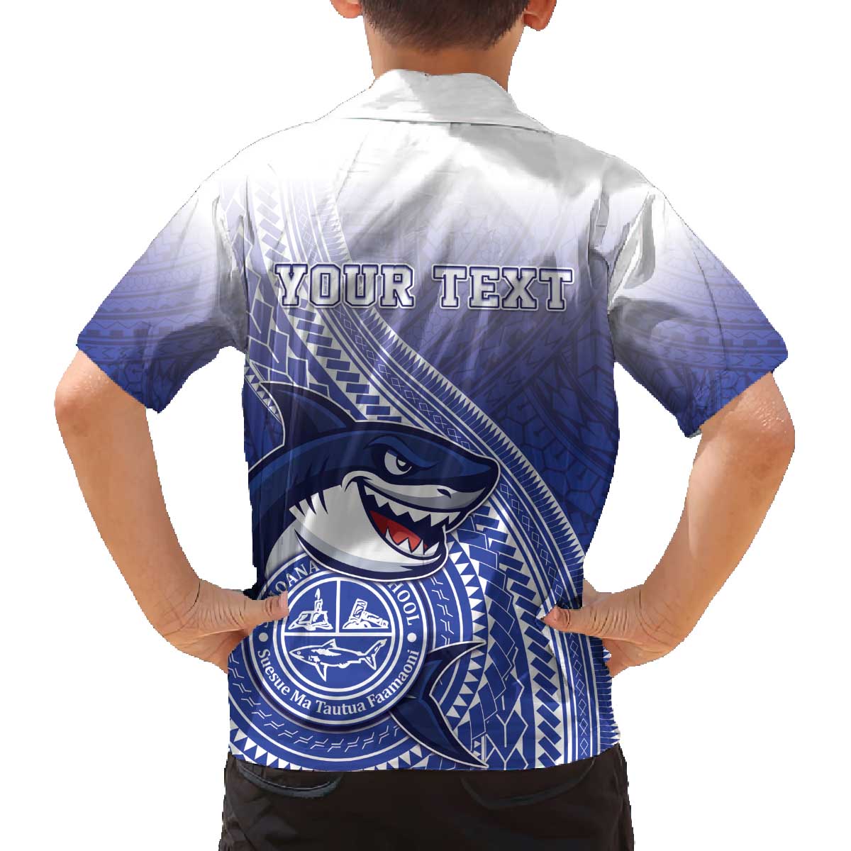 Personalized Samoana High School Family Matching Off The Shoulder Long Sleeve Dress and Hawaiian Shirt Polynesian Tribal Shark LT05 - Polynesian Pride