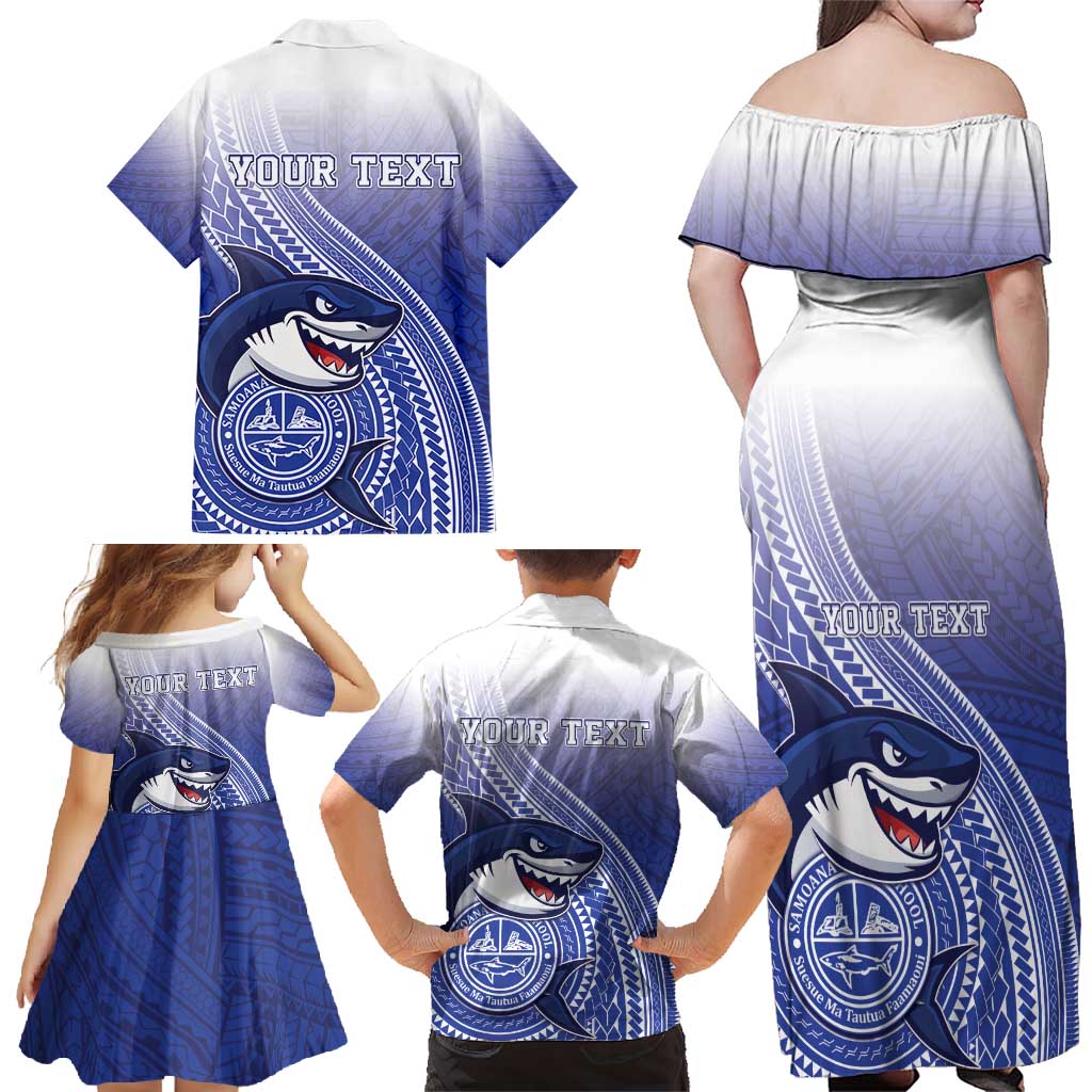 Personalized Samoana High School Family Matching Off Shoulder Maxi Dress and Hawaiian Shirt Polynesian Tribal Shark LT05 - Polynesian Pride