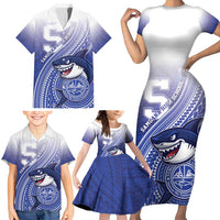 Personalized Samoana High School Family Matching Short Sleeve Bodycon Dress and Hawaiian Shirt Polynesian Tribal Shark LT05 - Polynesian Pride