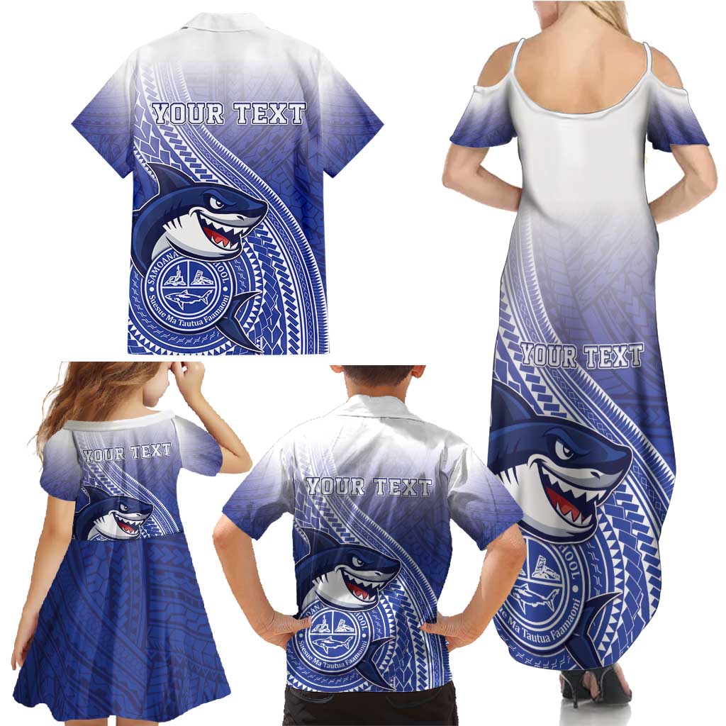 Personalized Samoana High School Family Matching Summer Maxi Dress and Hawaiian Shirt Polynesian Tribal Shark LT05 - Polynesian Pride