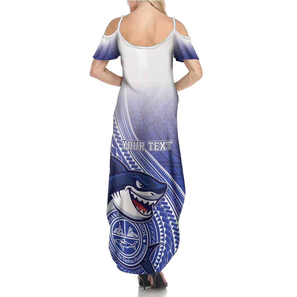 Personalized Samoana High School Family Matching Summer Maxi Dress and Hawaiian Shirt Polynesian Tribal Shark LT05 - Polynesian Pride