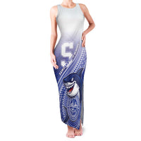Personalized Samoana High School Family Matching Tank Maxi Dress and Hawaiian Shirt Polynesian Tribal Shark LT05 Mom's Dress Blue - Polynesian Pride