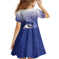 Personalized Samoana High School Kid Short Sleeve Dress Polynesian Tribal Shark