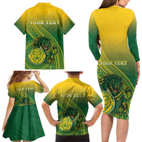 Personalized Leone High School Family Matching Long Sleeve Bodycon Dress and Hawaiian Shirt Leone Lion LT05 - Polynesian Pride
