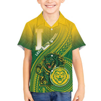 Personalized Leone High School Family Matching Long Sleeve Bodycon Dress and Hawaiian Shirt Leone Lion LT05 Son's Shirt Green - Polynesian Pride