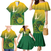 Personalized Leone High School Family Matching Mermaid Dress and Hawaiian Shirt Leone Lion LT05 - Polynesian Pride