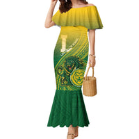 Personalized Leone High School Family Matching Mermaid Dress and Hawaiian Shirt Leone Lion LT05 Mom's Dress Green - Polynesian Pride