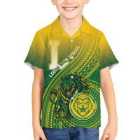 Personalized Leone High School Family Matching Off The Shoulder Long Sleeve Dress and Hawaiian Shirt Leone Lion LT05 Son's Shirt Green - Polynesian Pride