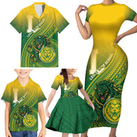 Personalized Leone High School Family Matching Short Sleeve Bodycon Dress and Hawaiian Shirt Leone Lion LT05 - Polynesian Pride