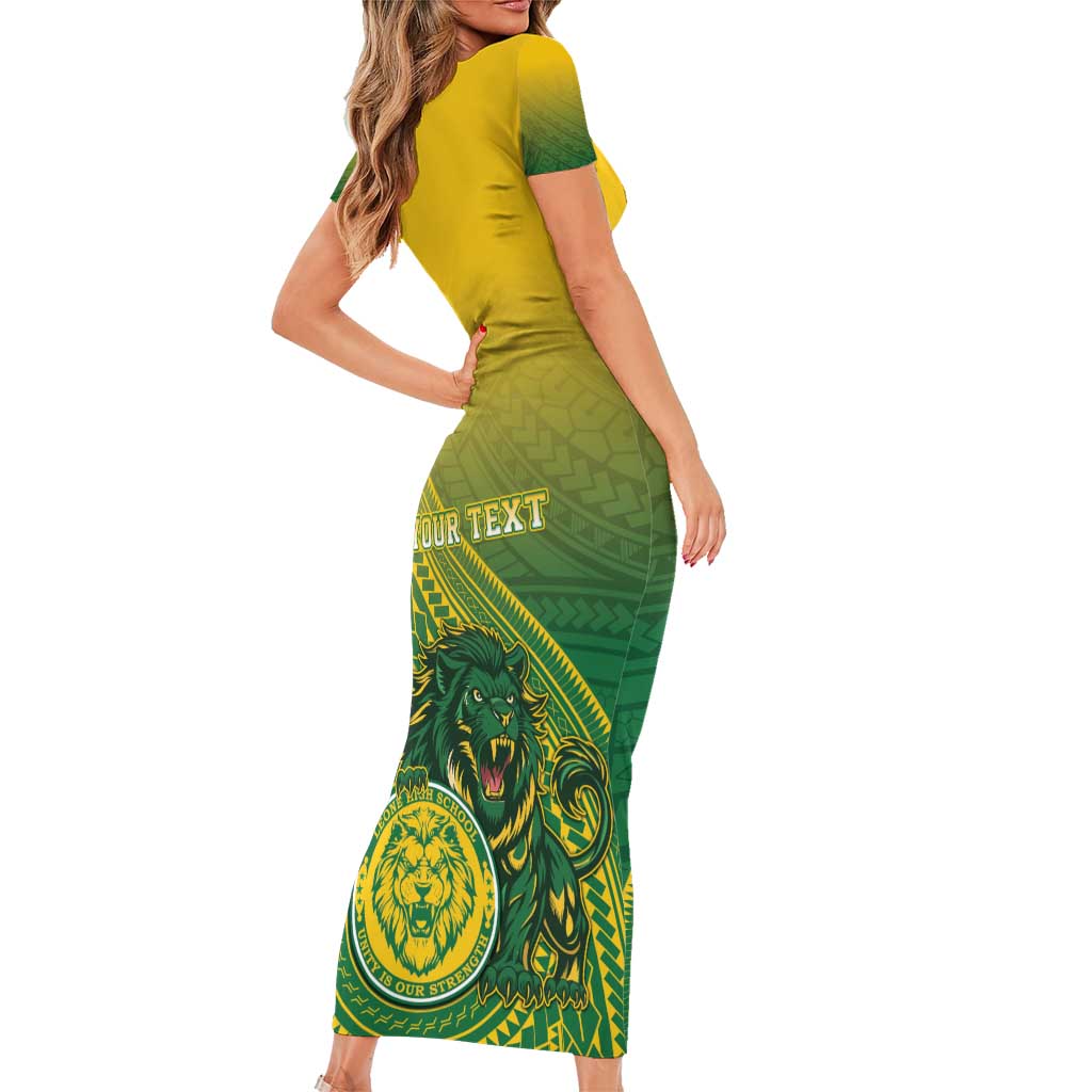 Personalized Leone High School Family Matching Short Sleeve Bodycon Dress and Hawaiian Shirt Leone Lion LT05 - Polynesian Pride