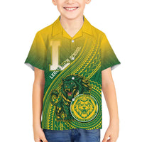 Personalized Leone High School Family Matching Short Sleeve Bodycon Dress and Hawaiian Shirt Leone Lion LT05 Son's Shirt Green - Polynesian Pride