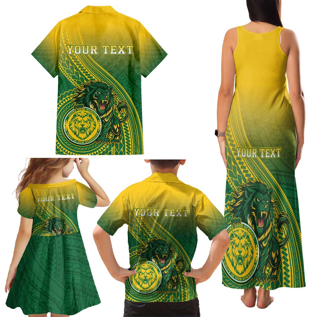 Personalized Leone High School Family Matching Tank Maxi Dress and Hawaiian Shirt Leone Lion LT05 - Polynesian Pride