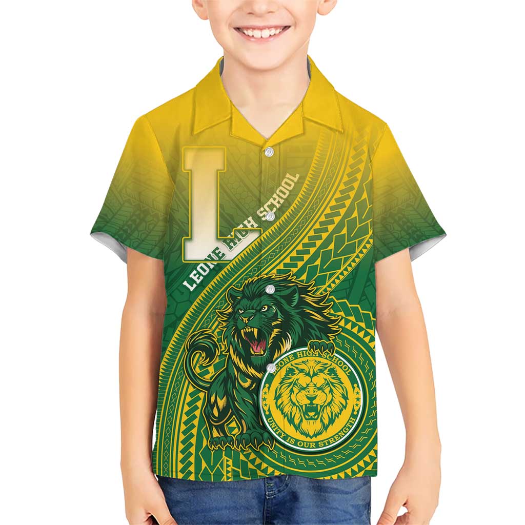 Personalized Leone High School Kid Hawaiian Shirt Leone Lion LT05 Kid Green - Polynesian Pride