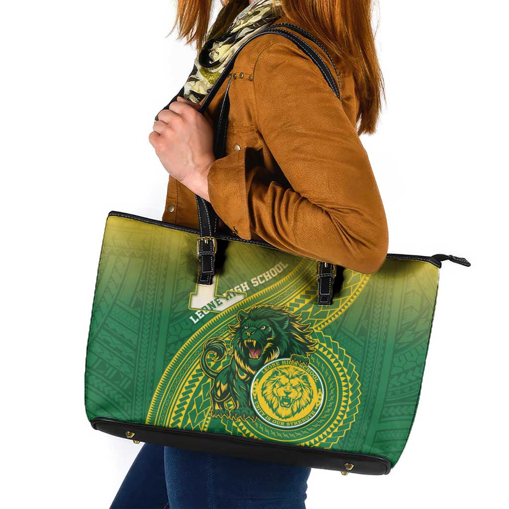 Leone High School Leather Tote Bag Leone Lion LT05 Green - Polynesian Pride