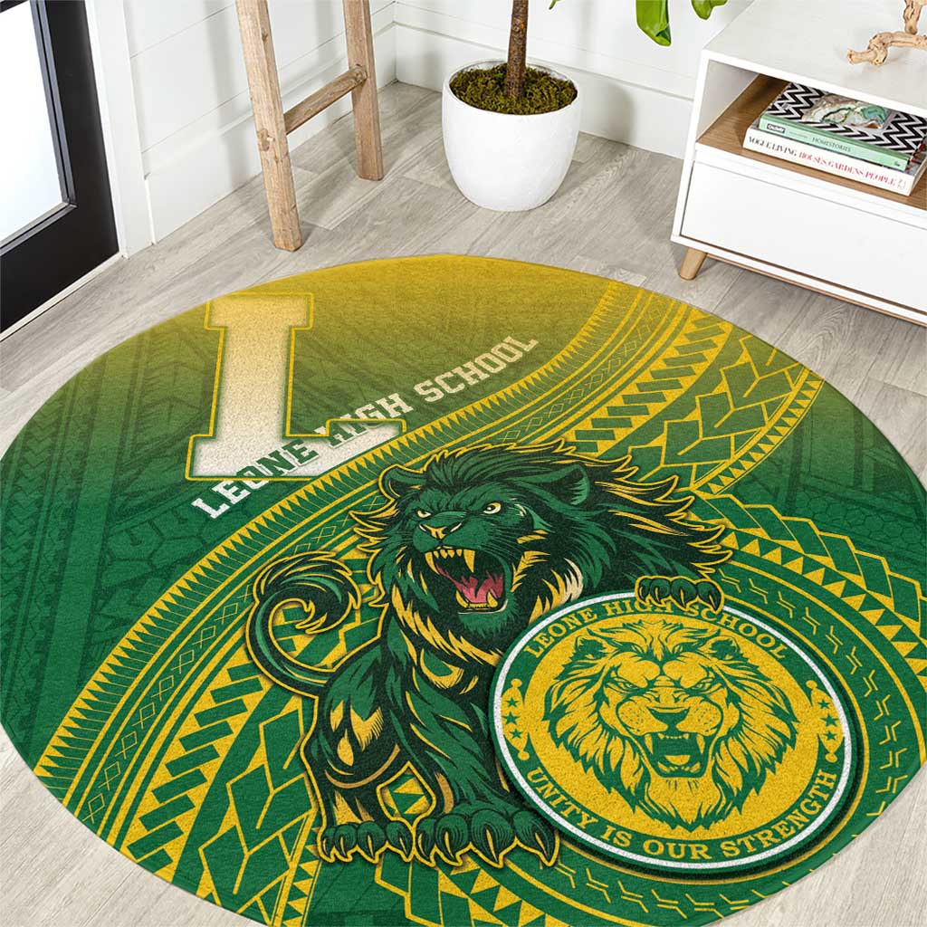 Leone High School Round Carpet Leone Lion LT05 Green - Polynesian Pride