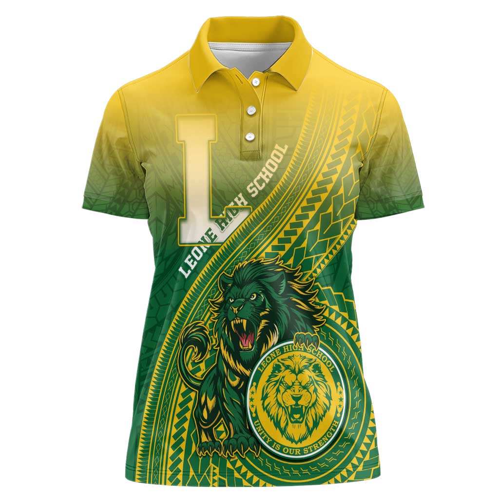 Personalized Leone High School Women Polo Shirt Leone Lion LT05 Female Green - Polynesian Pride