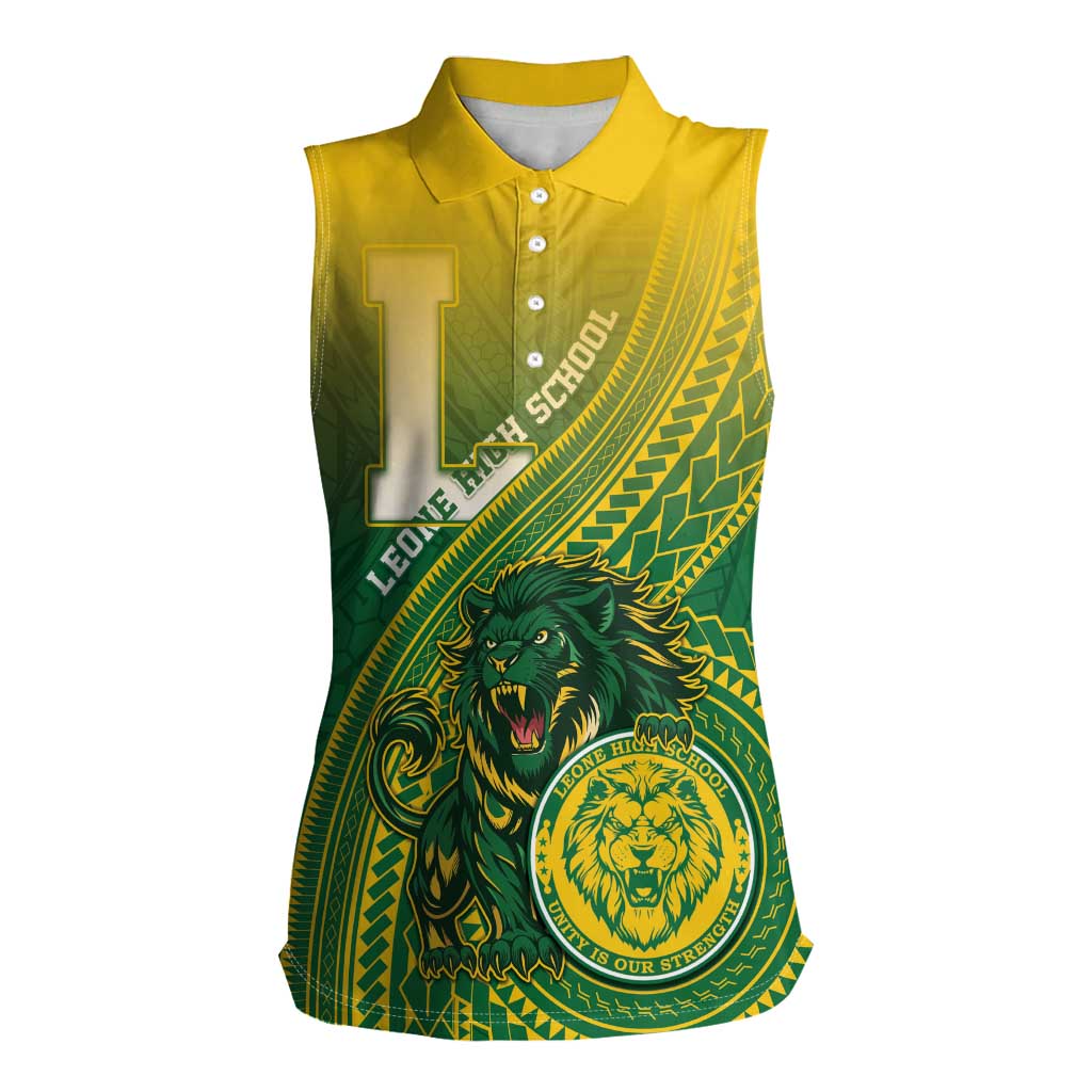Personalized Leone High School Women Sleeveless Polo Shirt Leone Lion LT05 Female Green - Polynesian Pride