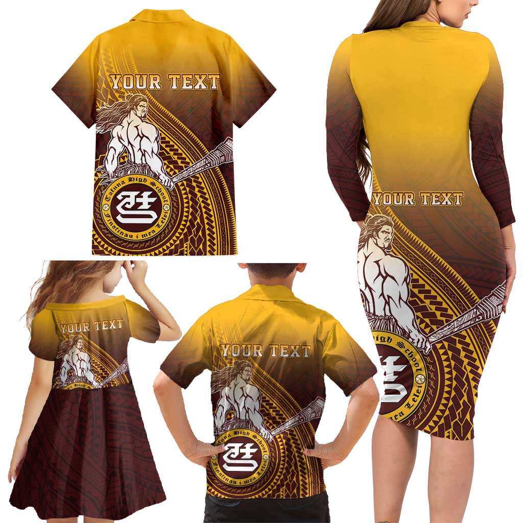 Personalized Tafuna High School Family Matching Long Sleeve Bodycon Dress and Hawaiian Shirt Polynesian Warrior LT05 - Polynesian Pride