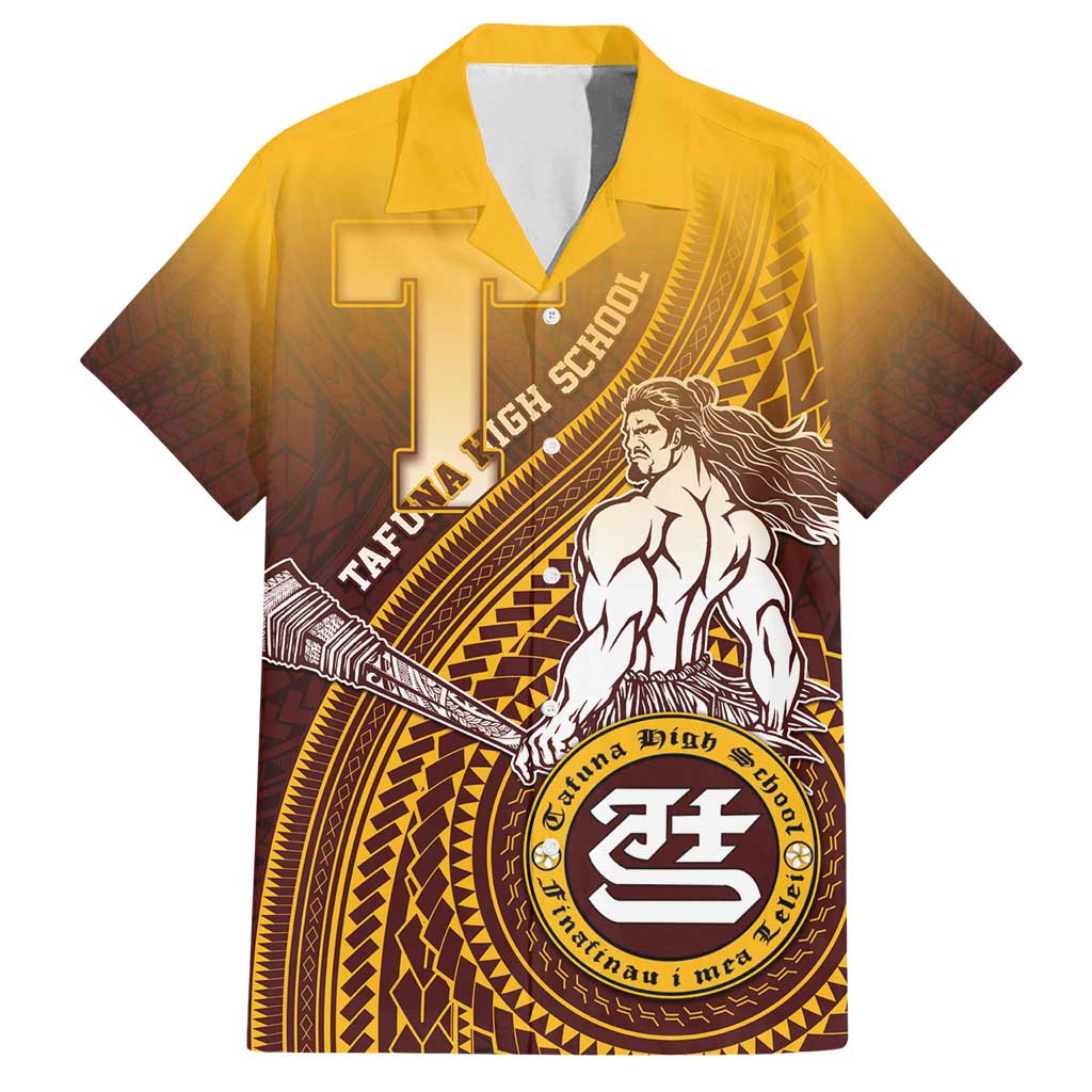 Personalized Tafuna High School Family Matching Long Sleeve Bodycon Dress and Hawaiian Shirt Polynesian Warrior LT05 Dad's Shirt - Short Sleeve Maroon - Polynesian Pride