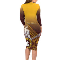 Personalized Tafuna High School Family Matching Long Sleeve Bodycon Dress and Hawaiian Shirt Polynesian Warrior LT05 - Polynesian Pride