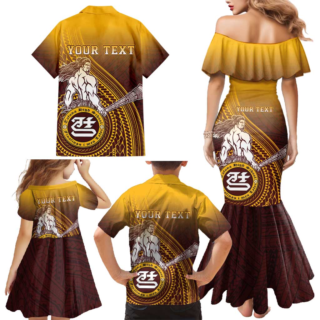 Personalized Tafuna High School Family Matching Mermaid Dress and Hawaiian Shirt Polynesian Warrior LT05 - Polynesian Pride