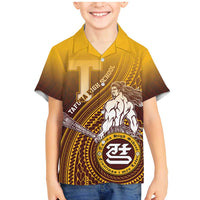 Personalized Tafuna High School Family Matching Mermaid Dress and Hawaiian Shirt Polynesian Warrior LT05 Son's Shirt Maroon - Polynesian Pride