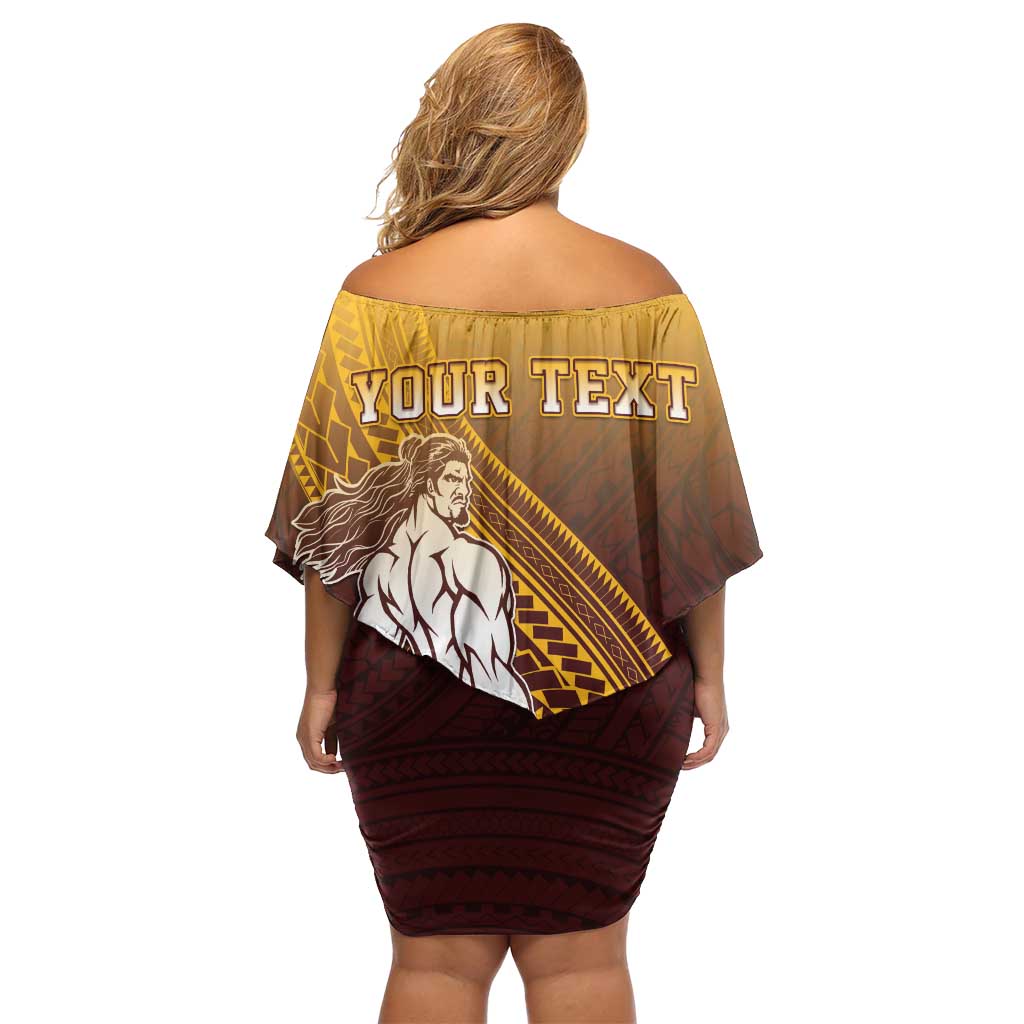 Personalized Tafuna High School Family Matching Off Shoulder Short Dress and Hawaiian Shirt Polynesian Warrior LT05 - Polynesian Pride