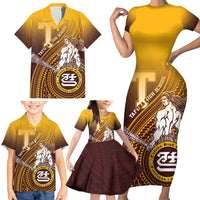 Personalized Tafuna High School Family Matching Short Sleeve Bodycon Dress and Hawaiian Shirt Polynesian Warrior LT05 - Polynesian Pride