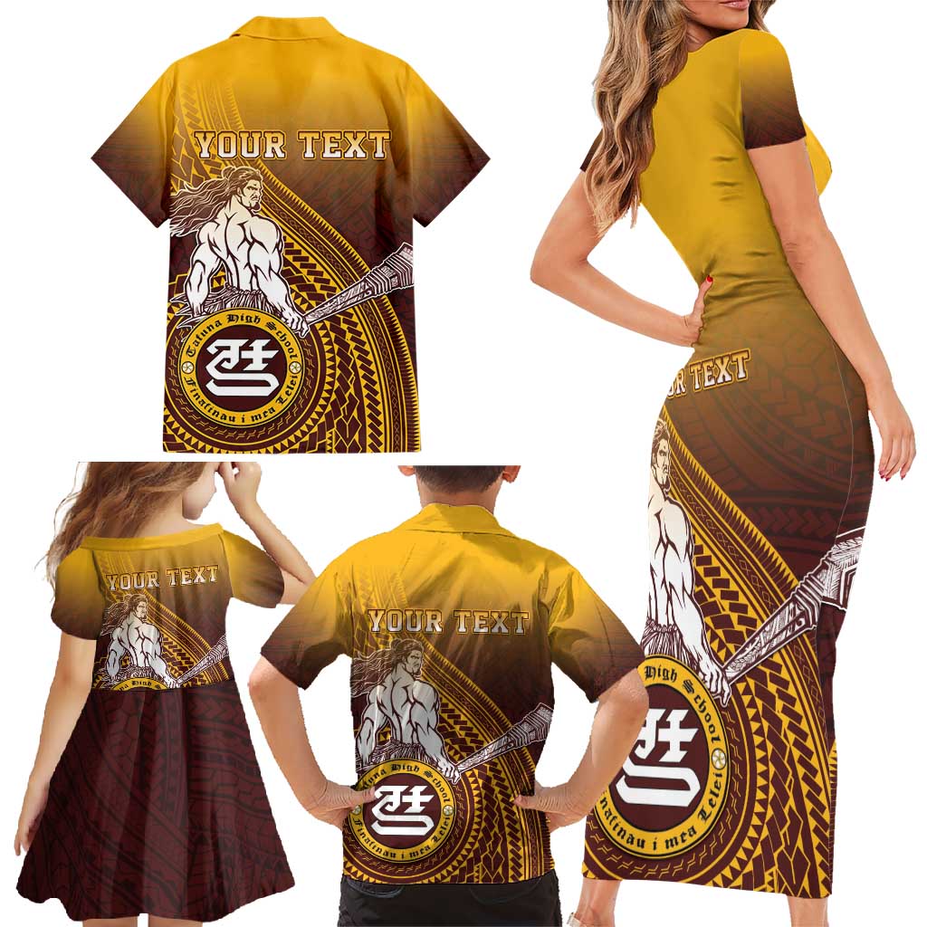 Personalized Tafuna High School Family Matching Short Sleeve Bodycon Dress and Hawaiian Shirt Polynesian Warrior LT05 - Polynesian Pride