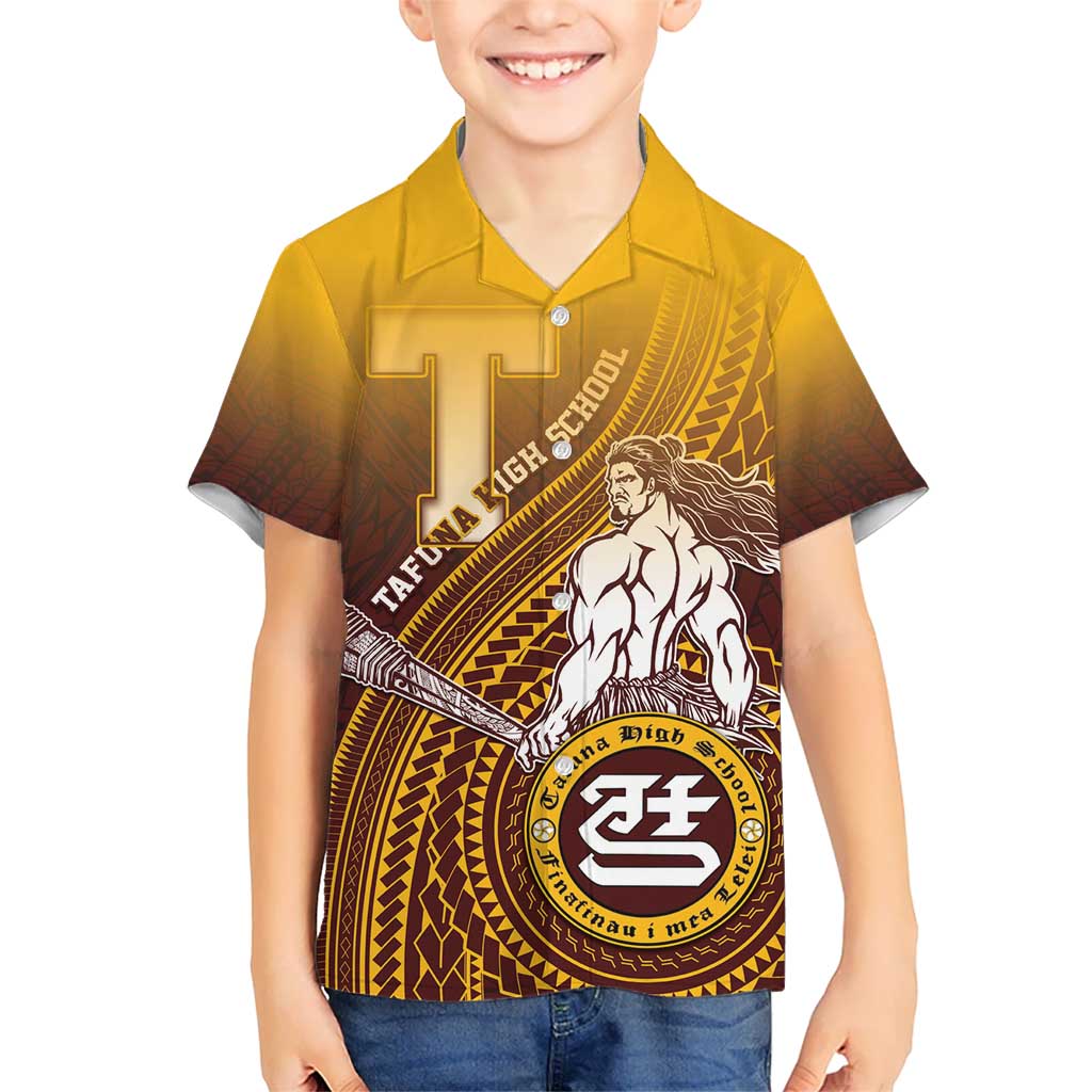 Personalized Tafuna High School Kid Hawaiian Shirt Polynesian Warrior LT05 Kid Maroon - Polynesian Pride