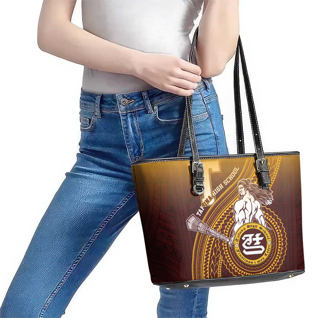 Tafuna High School Leather Tote Bag Polynesian Warrior