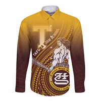 Personalized Tafuna High School Long Sleeve Button Shirt Polynesian Warrior
