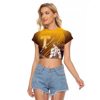Personalized Tafuna High School Raglan Cropped T Shirt Polynesian Warrior