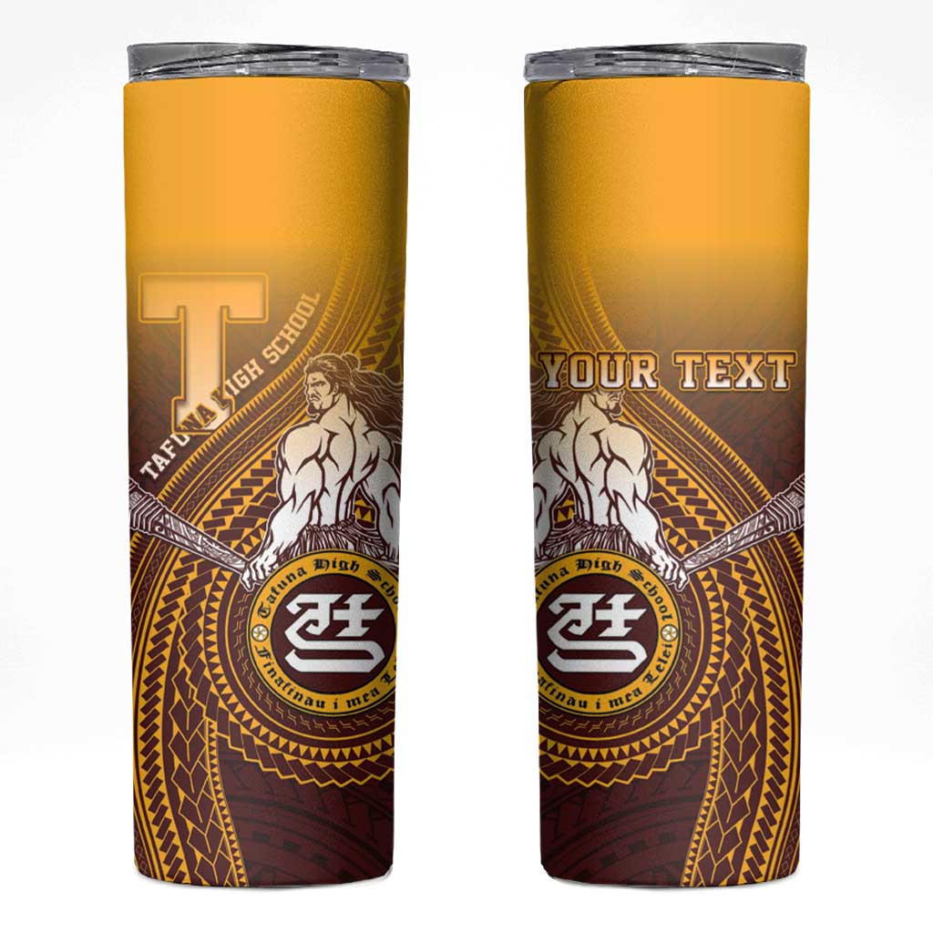Personalized Tafuna High School Skinny Tumbler Polynesian Warrior LT05 Maroon - Polynesian Pride