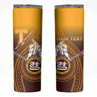 Personalized Tafuna High School Skinny Tumbler Polynesian Warrior LT05 Maroon - Polynesian Pride