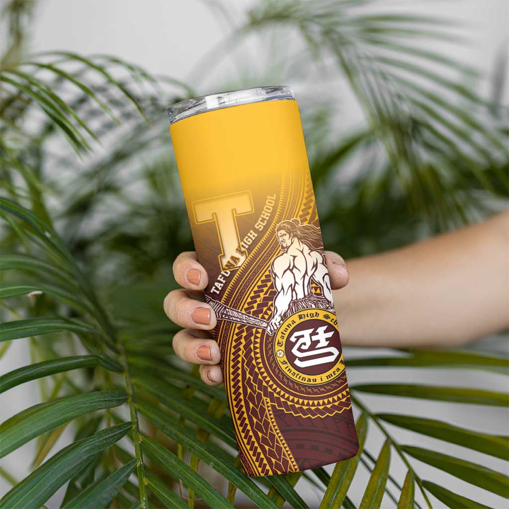 Personalized Tafuna High School Skinny Tumbler Polynesian Warrior LT05 - Polynesian Pride