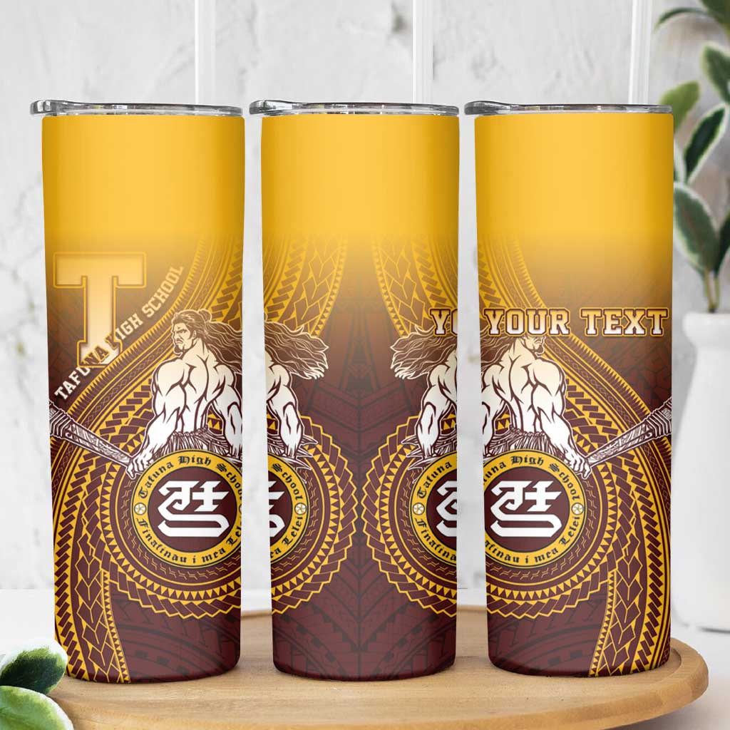 Personalized Tafuna High School Skinny Tumbler Polynesian Warrior LT05 - Polynesian Pride