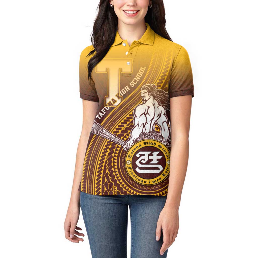 Personalized Tafuna High School Women Polo Shirt Polynesian Warrior LT05 - Polynesian Pride