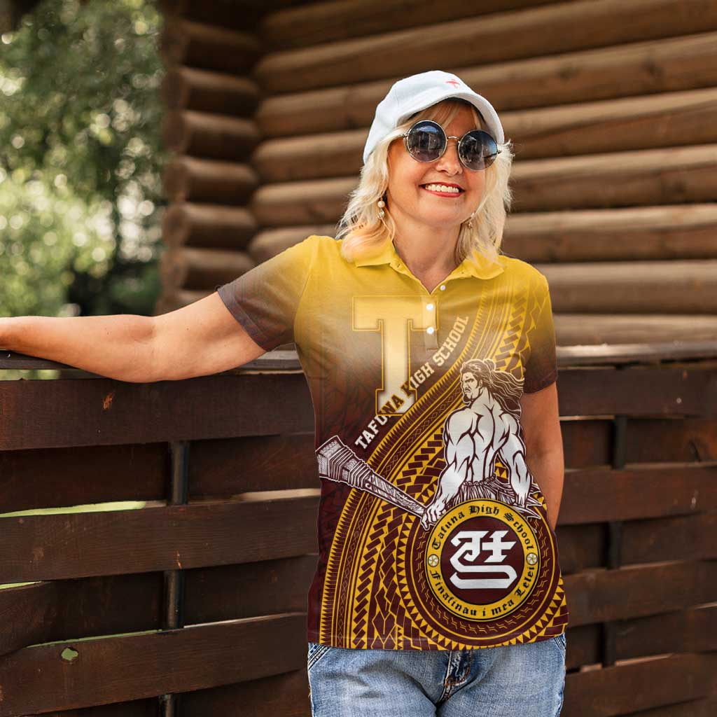Personalized Tafuna High School Women Polo Shirt Polynesian Warrior LT05 - Polynesian Pride