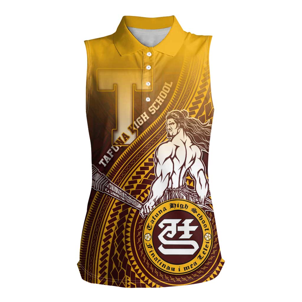 Personalized Tafuna High School Women Sleeveless Polo Shirt Polynesian Warrior LT05 Female Maroon - Polynesian Pride