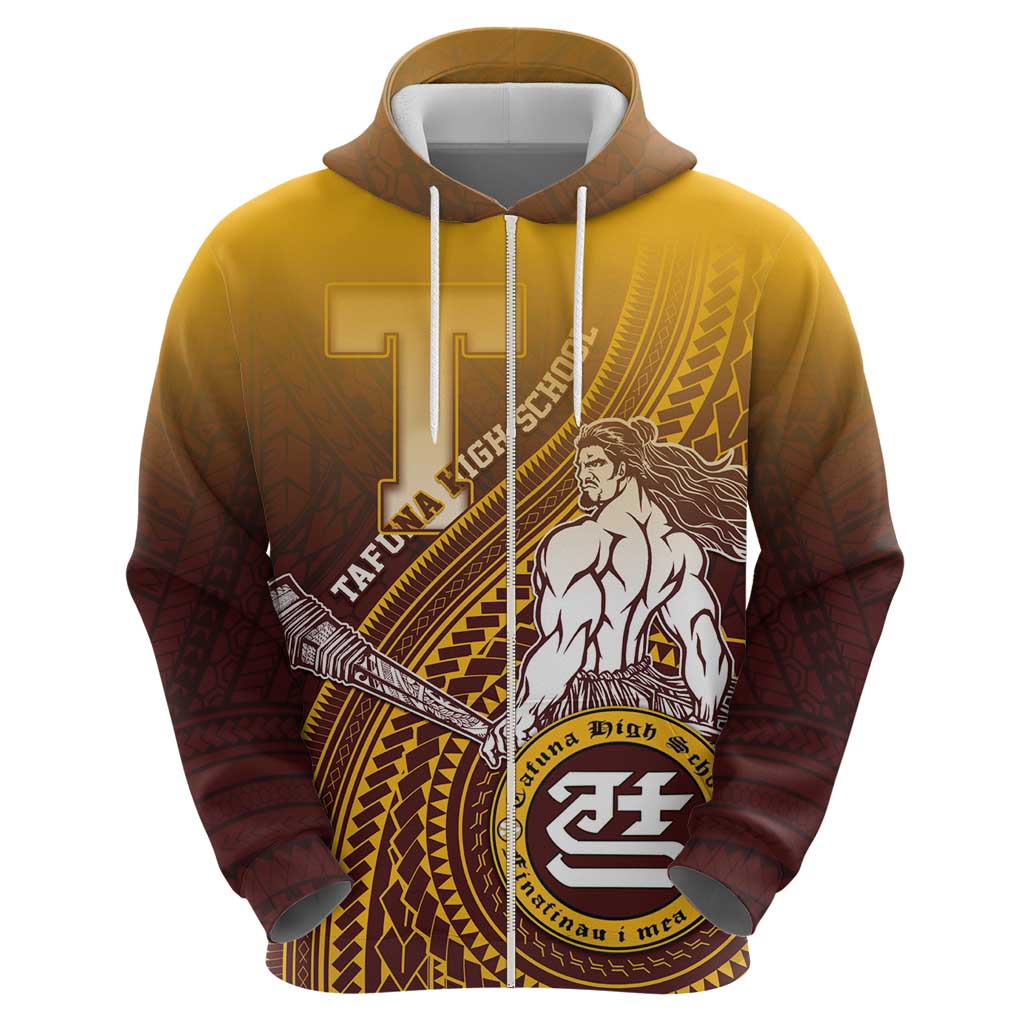 Personalized Tafuna High School Zip Hoodie Polynesian Warrior