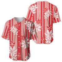 Hawaii Kakau Tribal Baseball Jersey With Red Tiare