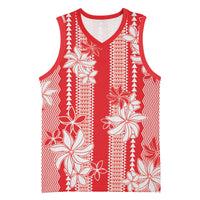 Hawaii Kakau Tribal Basketball Jersey With Red Tiare