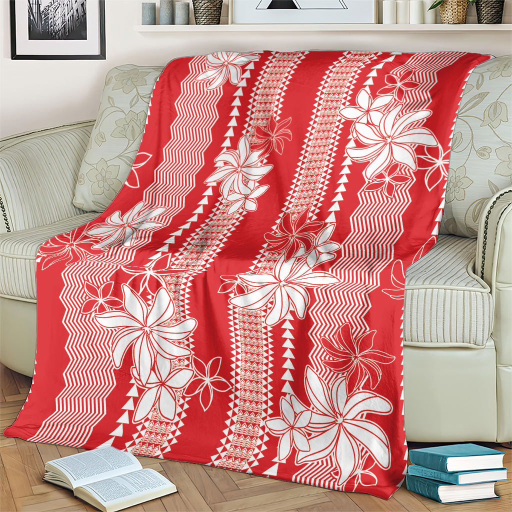 Hawaii Kakau Tribal Blanket With Red Tiare