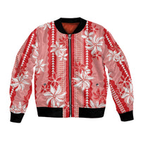 Hawaii Kakau Tribal Bomber Jacket With Red Tiare
