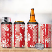 Hawaii Kakau Tribal 4 in 1 Can Cooler Tumbler With Red Tiare