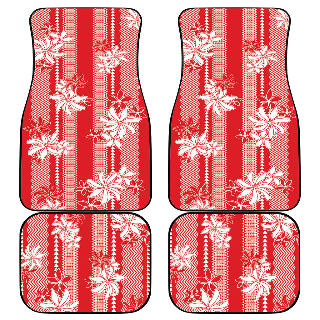 Hawaii Kakau Tribal Car Mats With Red Tiare LT05 - Polynesian Pride