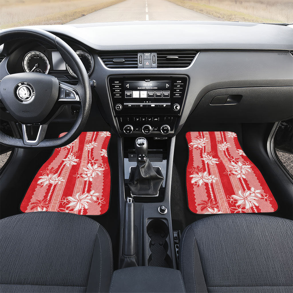 Hawaii Kakau Tribal Car Mats With Red Tiare LT05 Set 2pcs - Front Red - Polynesian Pride