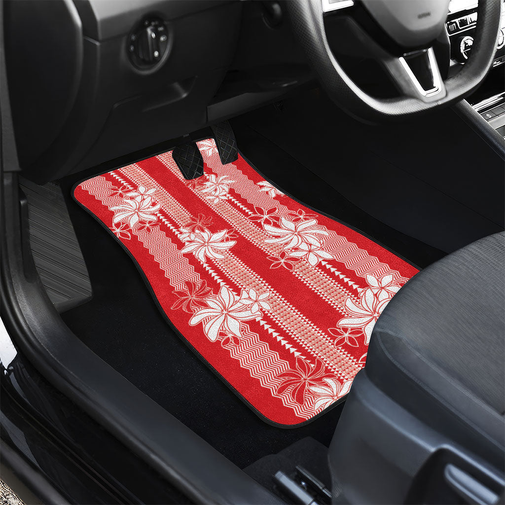 Hawaii Kakau Tribal Car Mats With Red Tiare LT05 - Polynesian Pride